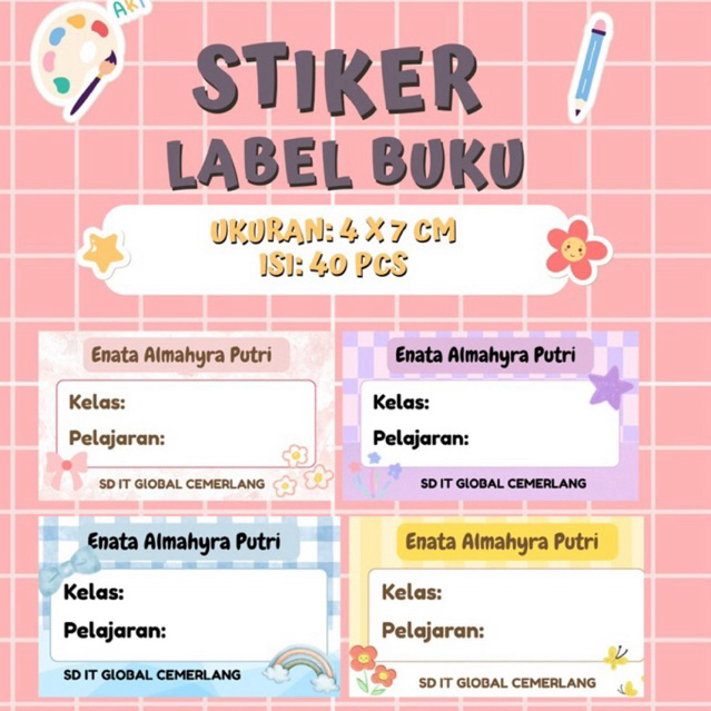 

STIKER LABEL BUKU ANAK (MOTIF GIRL) | LABEL BUKU CUSTOM ISI 40PCS