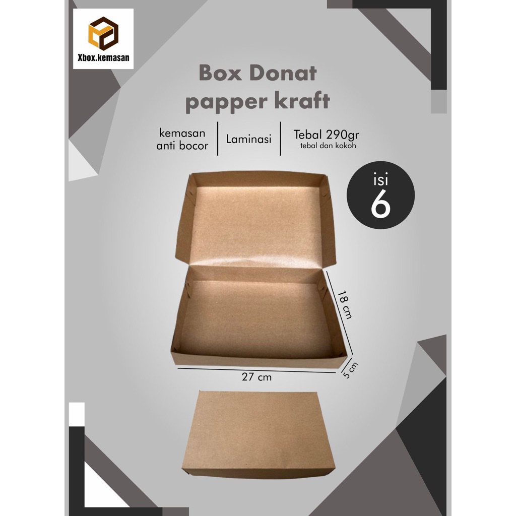 

box donat isi 6 | papper box laminasi | papper kraft anti bocor | xbox_bdg