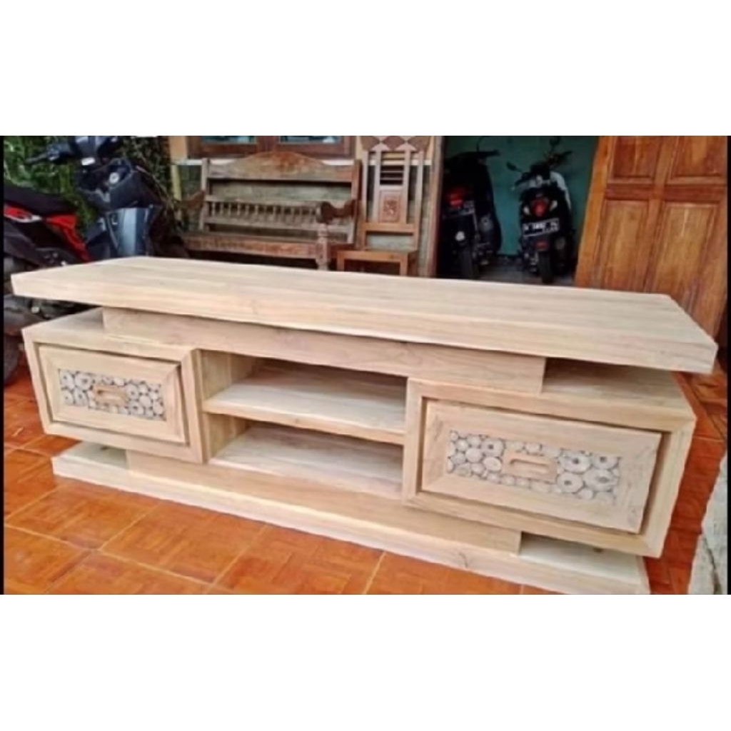 Meja TV Design Elegan Kayu Jati Buffet TV Modern Kayu Jati Meja TV Kayu Jati