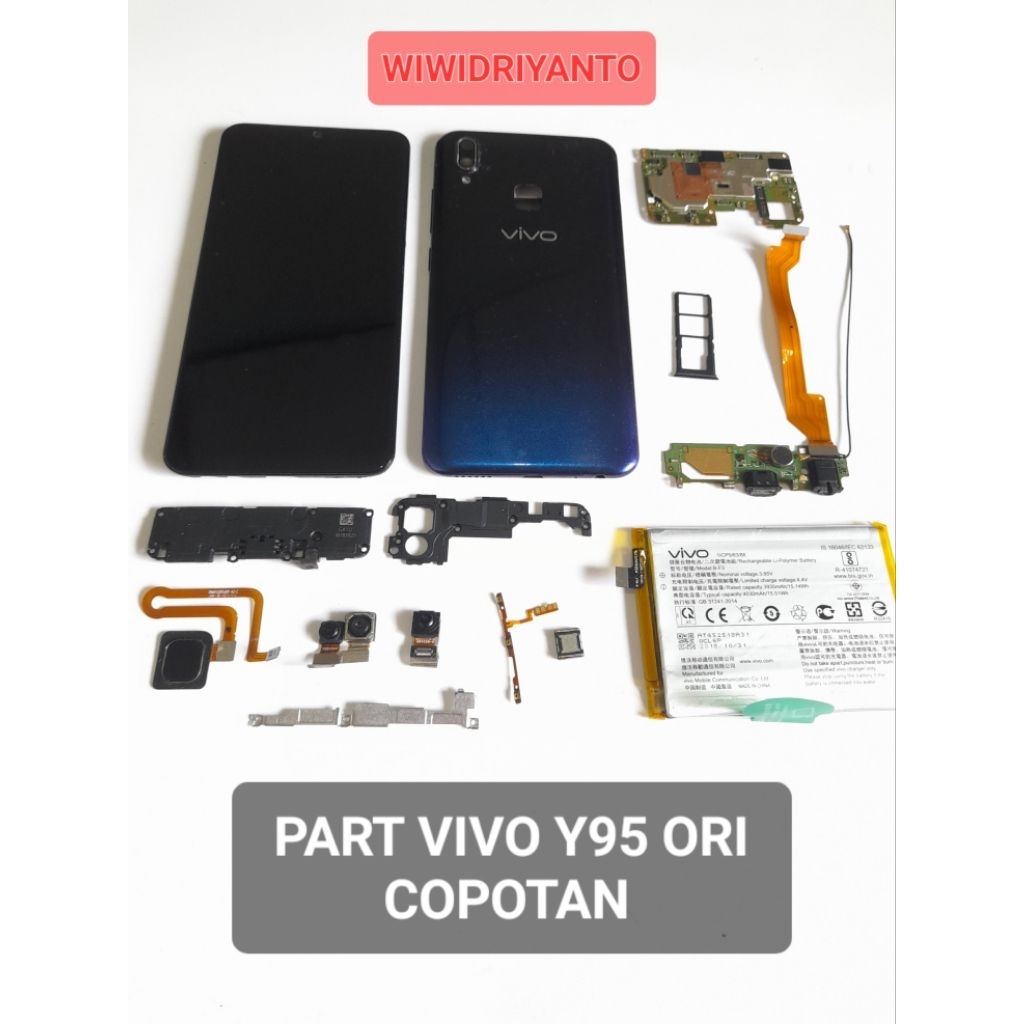 PART VIVO Y95 ORI COPOTAN LCD FULSET BATERAI BACDOOR PAPAN CAS KUMPLIT BUZZER TUTUP MESIN FINGERPRIN
