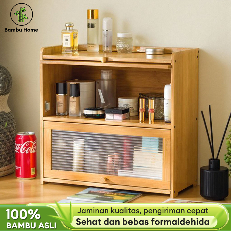 Lemari Mini Rak Laci Kosmetik 3 SusunTempat Kosmetik Rak Kabinet Dapur Kayu Lemari Penyimpanan