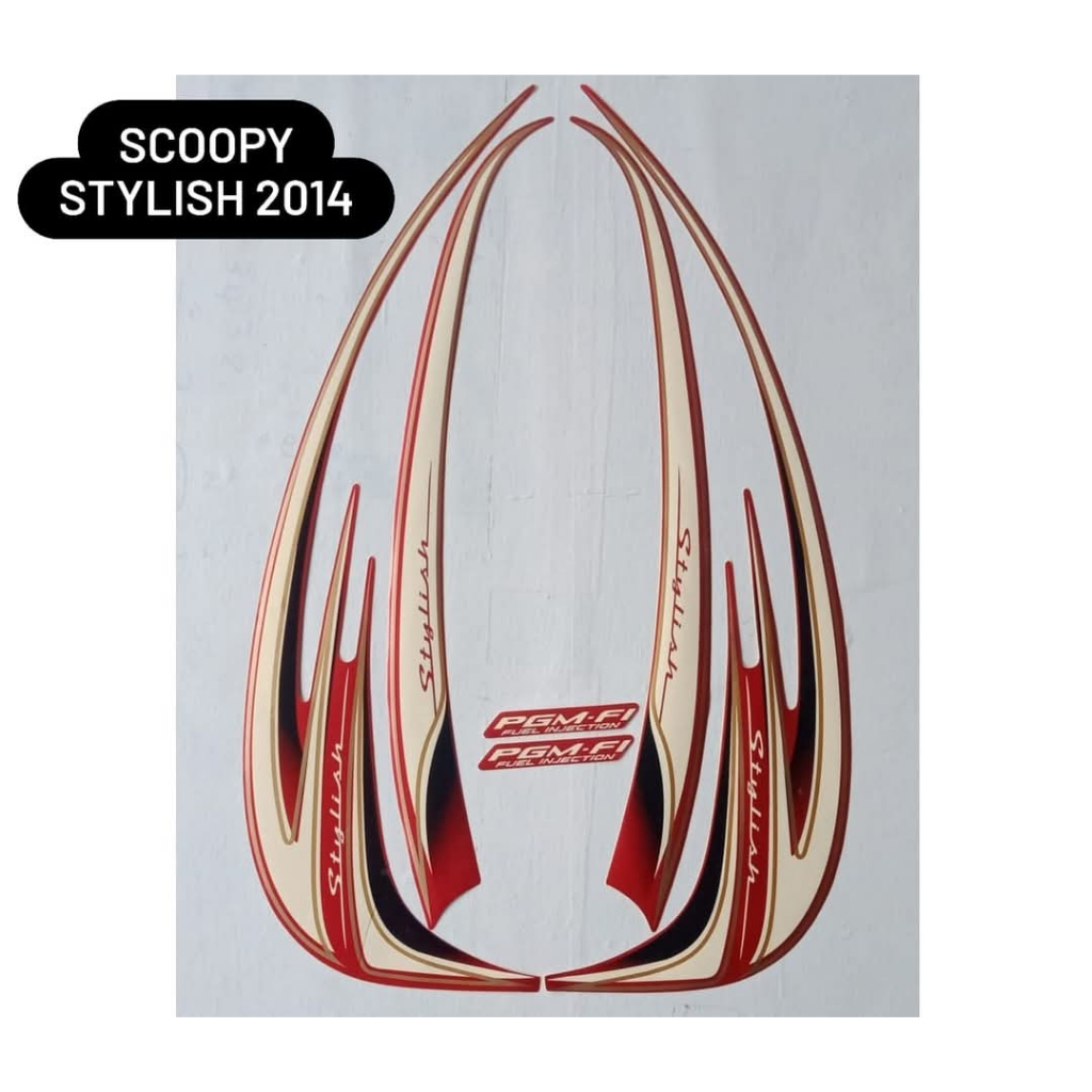 Stiker Striping Honda Scoopy Staylish 2014 Merah Putih Lis Les Body Scoopy Staytlish 2014 Terbaik
