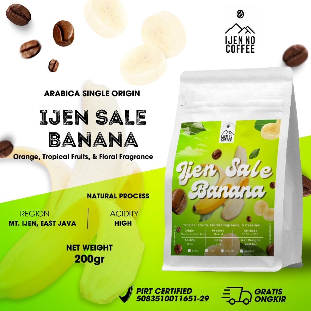 

kOPI ARABIKA NATURAL IJEN SALE BANANA 200 GRAM