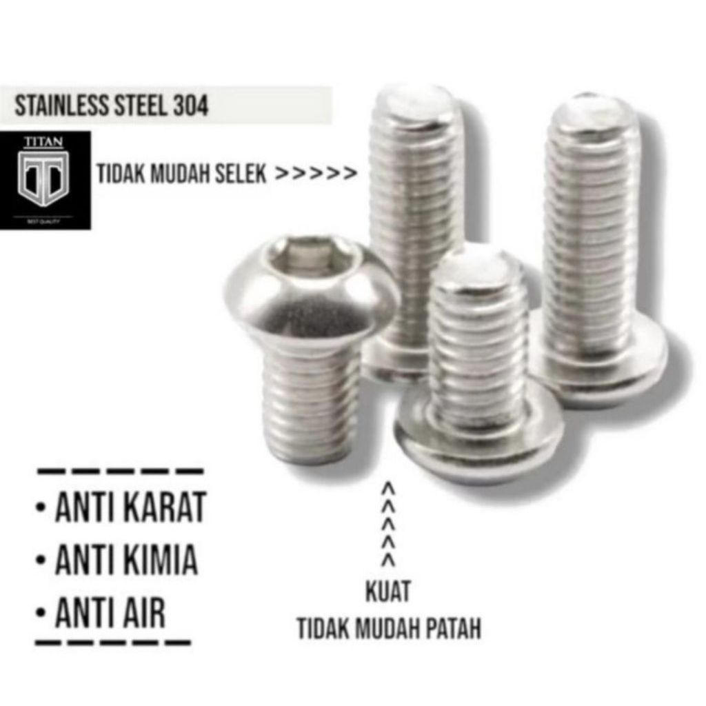 BAUT Button L M10 x 25  Baut payung drat 10mm Baut L Hexagon head SS304 baut kualitas terbaik