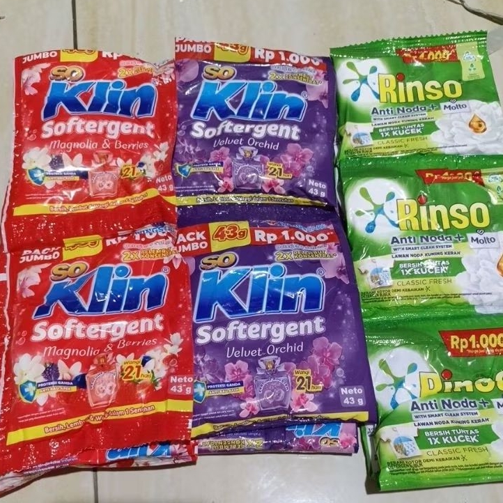 SOKLIN DETERGEN BUBUK/ SOKLIN BUBUK RENCENG DAPAT 36 SACHET (6 RENCENG) MURAH