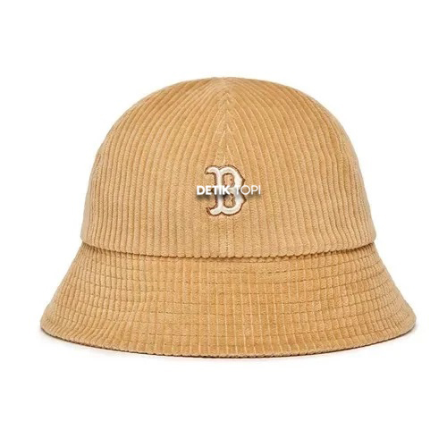 PROMO SALE KOMBO HEMAT Topi Bucket Cap Boston Corduroy MLB Korea Brown Coklat Bordir