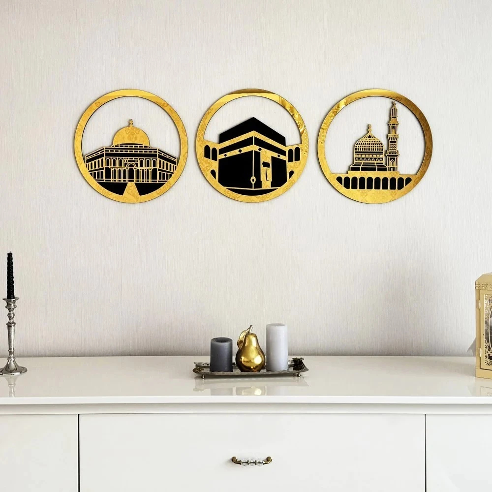 HIASAN DINDING MASJID NABAWI KABAH MASJIDIL HARAM MASJIDIL AQSA AKRILIK MIRROR