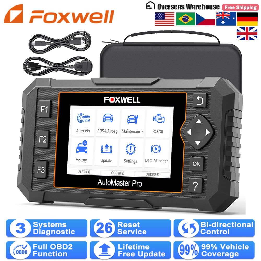 FOXWELL NT604 ELITE OBD2 Scanner Diagnostik Otomatis Mobil ABS SRS Pembaca Kode Sistem Mesin Transmi
