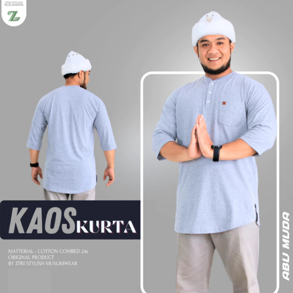 Kaos Kurta Muslim Pria Simple Modern - Koko Casual Lengan Panjang untuk Gaya Anak Muda & Bapak Gaul