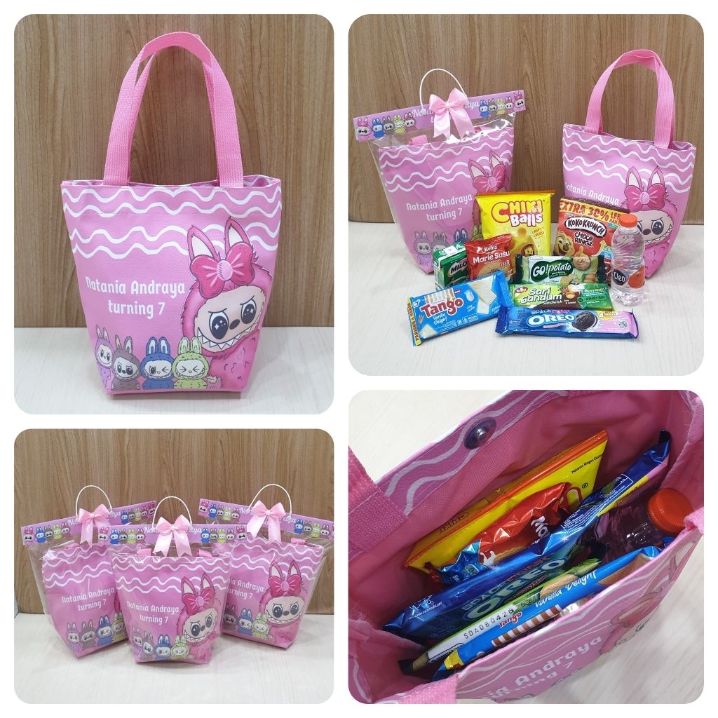 

goodie bag ulang tahun/paket snack ulang tahun/souvenir birthday/tote bag custom/hampers kantor/hampers perpisahan sekolah/souvenir custom