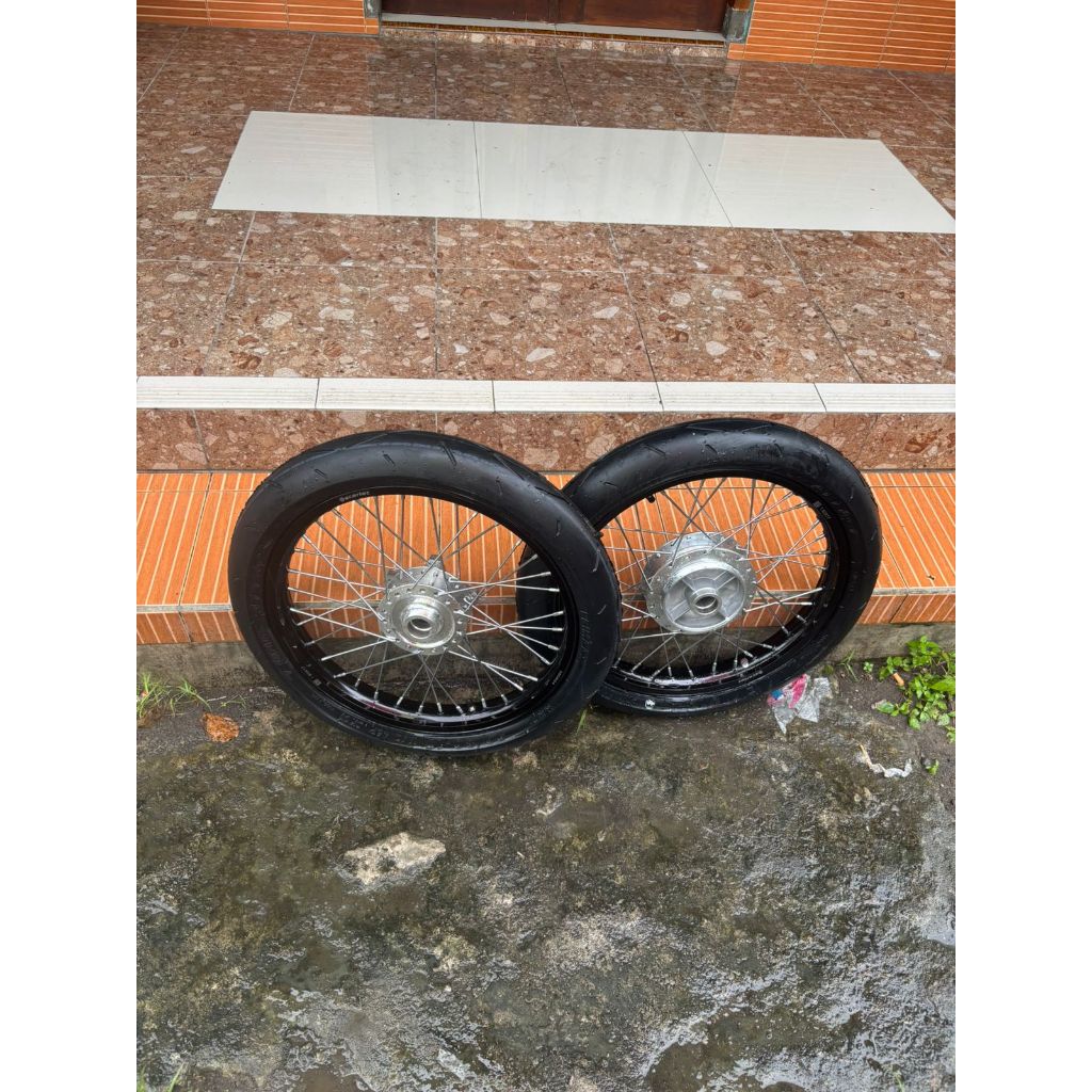 Roda Set MX King 150 Ban Primax Baru RIng 17 Velg Jari Jari MX King Ban Cacing Baru