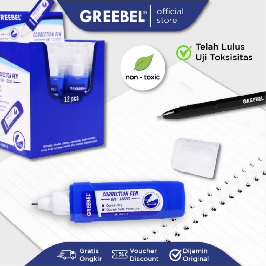 

GREEBEL Correction Pen Penghapus Pulpen Cair (GBC 120703/PCS) / Tipe x / Tip X Cepat Kering