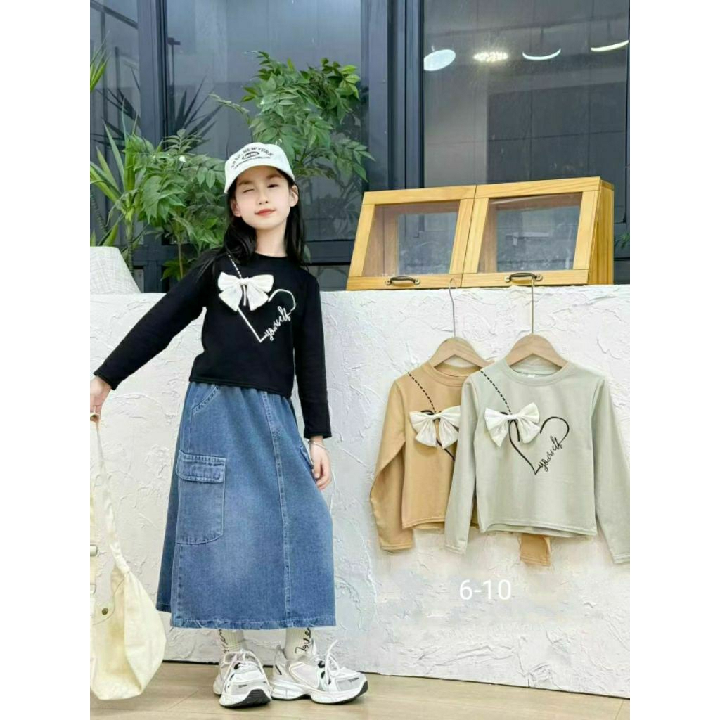 SETELAN KAOS PANJANG IMPORT SETELAN ROK JEANS ANAK