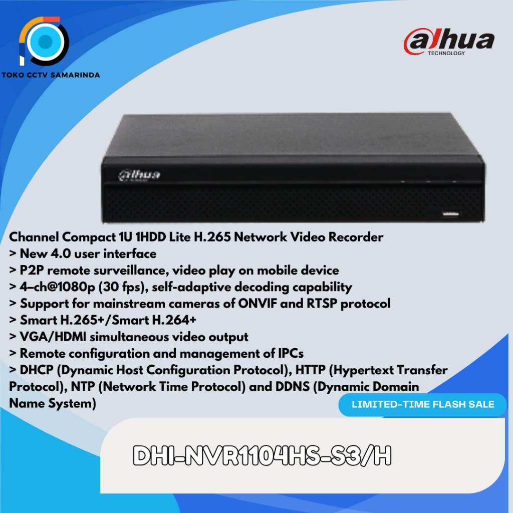 NVR DAHUA 4 CH (DHI-NVR1104HS-S3/H)