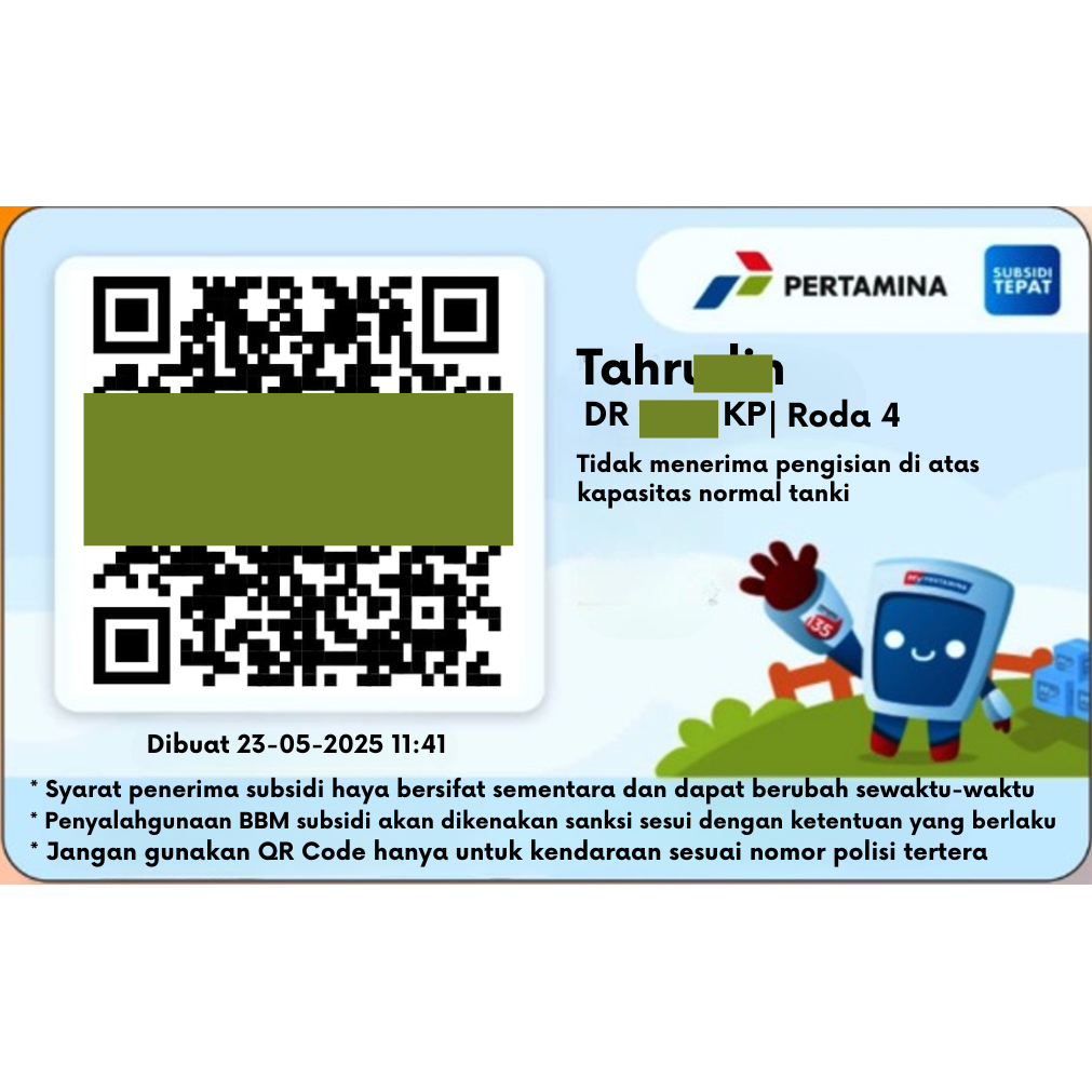

Cetak Kartu QR CODE My Pertamina murah pvc