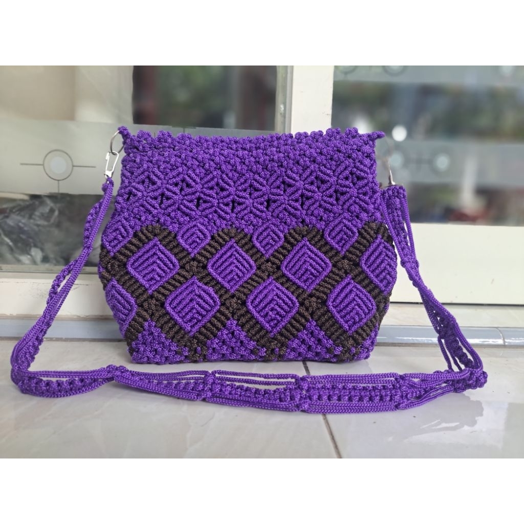 Tas Rajut Hobo Salur Tali Kur / Tas TaliKur Murah /Tas Macrame HP /Tas Tal kur Jumbo / Tas Tali Koor