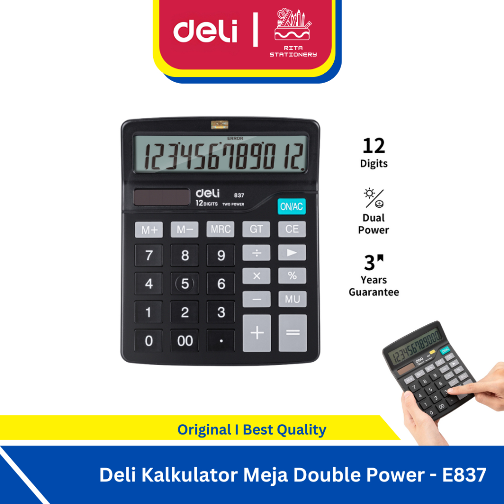

Deli Kalkulator Meja Double Power / Calculator Desktop - W837