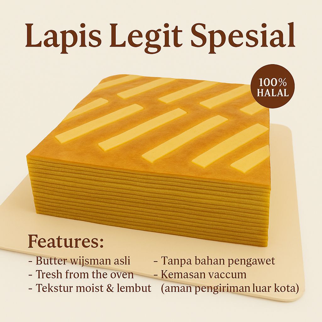 

Lapis legit keju spesial butter wijsman, 20x20 cm ( halal )