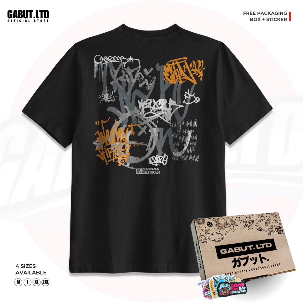 [GABUT] - Baju Kaos Distro Remaja Dewasa Pria dan Wanita Cotton Combed 24s DTF Gabut Germb Hitam - K