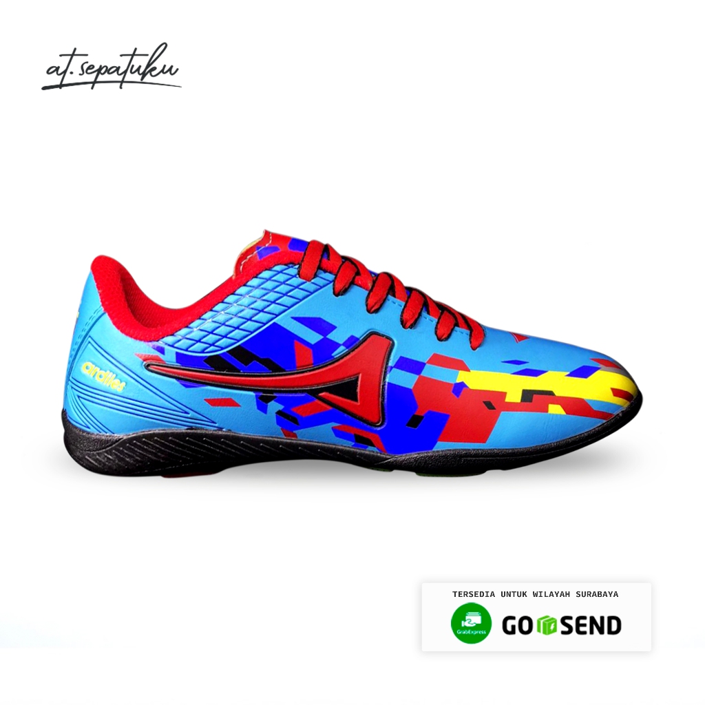 Ardiles Sepatu Futsal Pria Wanita Ardiles 02 Biru Muda Merah Hitam Ukuran 37 38  | Sepatu Olahraga A