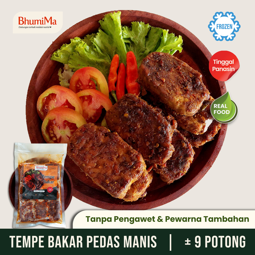 

KIRIM INSTANT BhumiMa Tempe Bakar Pedas Manis 9 Potong Lauk Matang Frozen