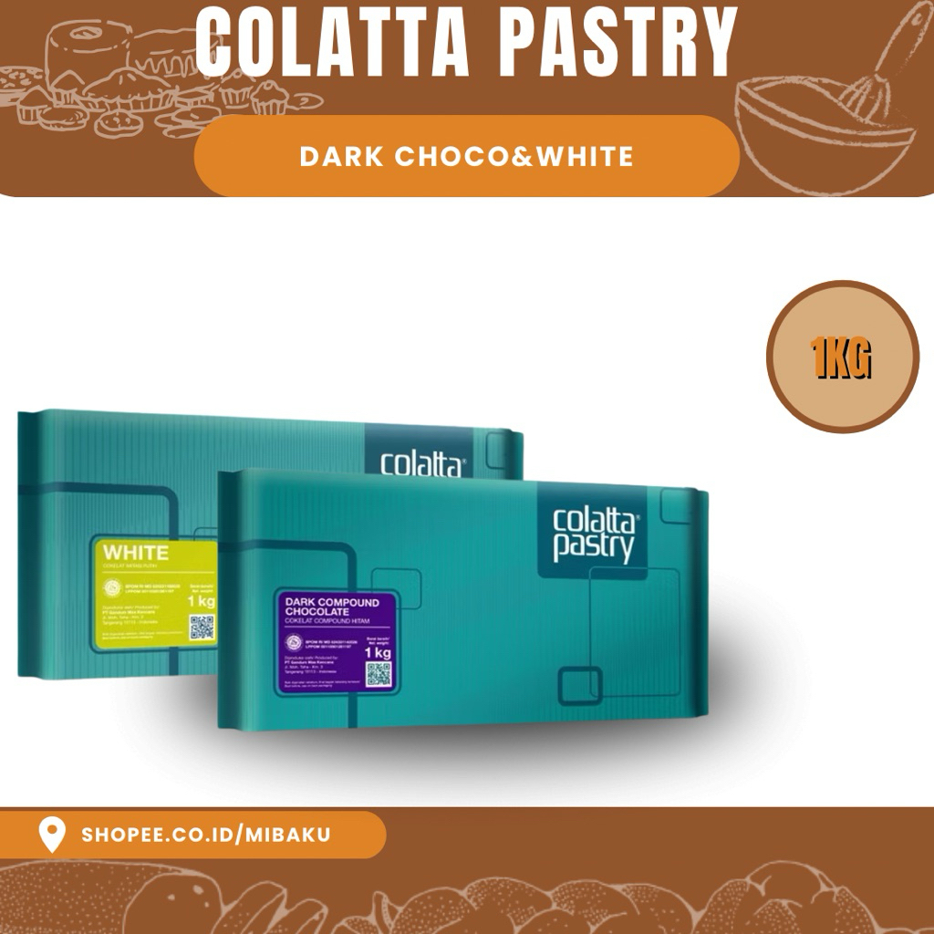 

Colatta Pastry Chocolate 1kg - Dark Compound & White Chocolate Batangan untuk Baking & Dessert