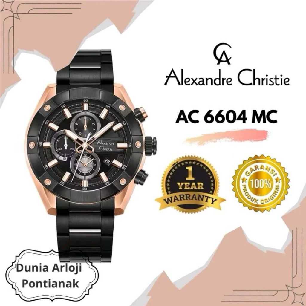 [ DUNIA ARLOJI PONTIANAK  ] Jam Tangan Pria Alexandre Christie Original AC 6604 Jam Cowok Alexandre 