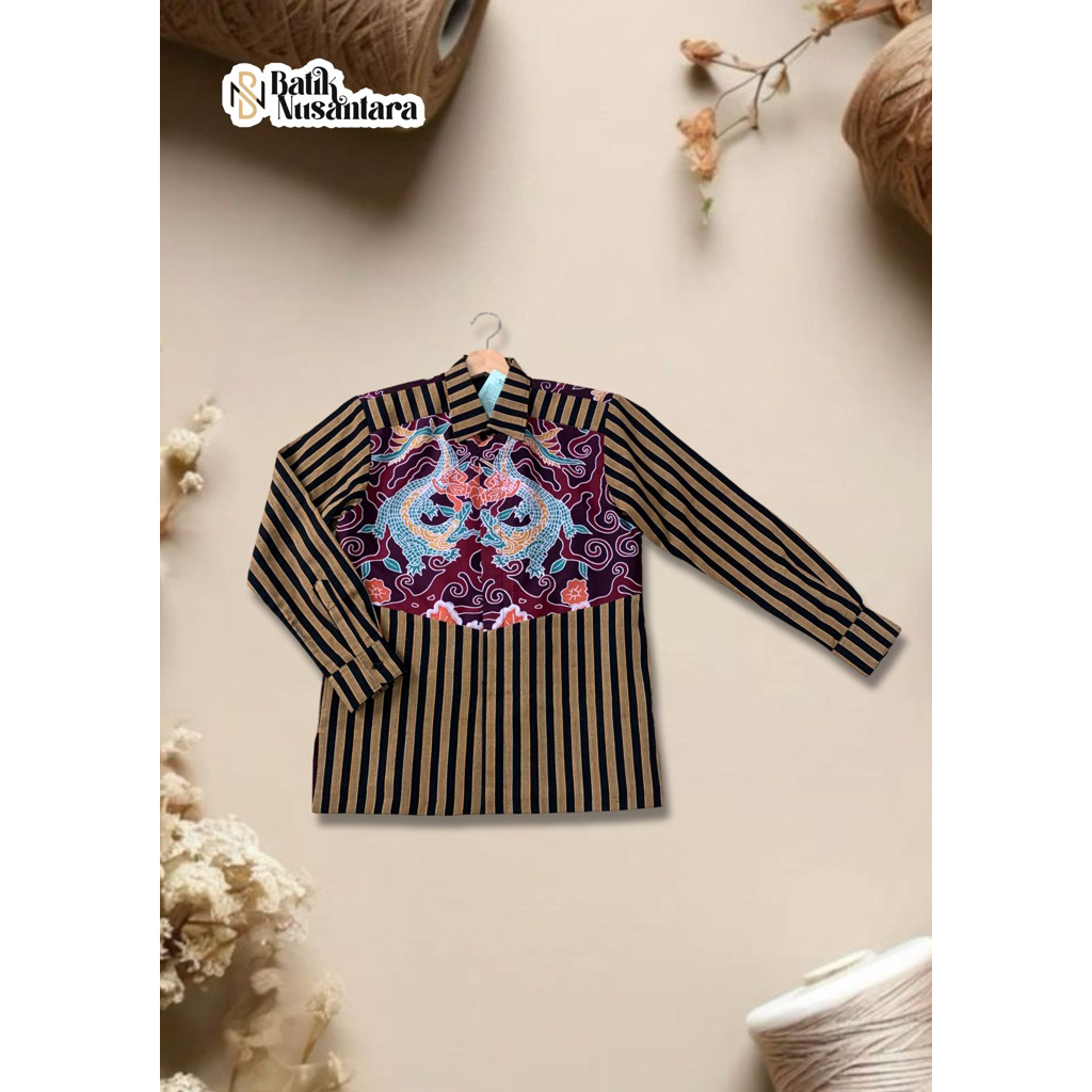 Kemeja Pria Batik Abhiboyo Kombinasi Lurik