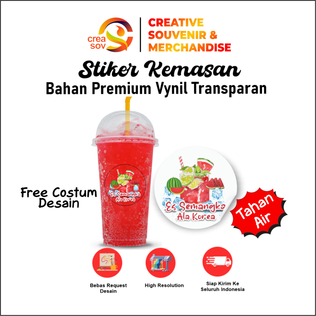 

Creasov - Cetak Stiker Label Kemasan Vinyl Transparan / Stiker Logo Olshop / Anti Air / Custom Termurah