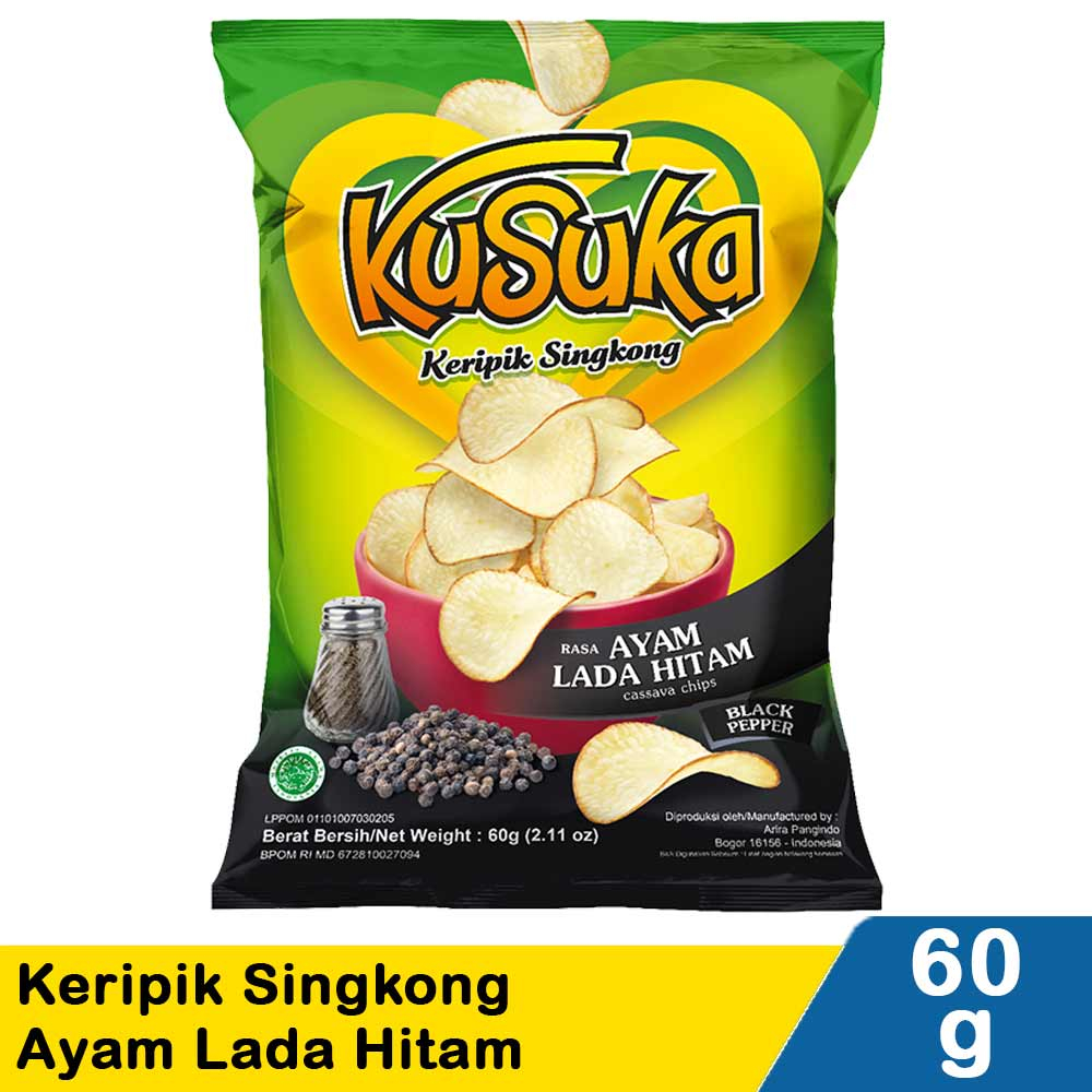 

KUSUKA KERIPIK SINGKONG AYAM LADA HITAM PCK 60g