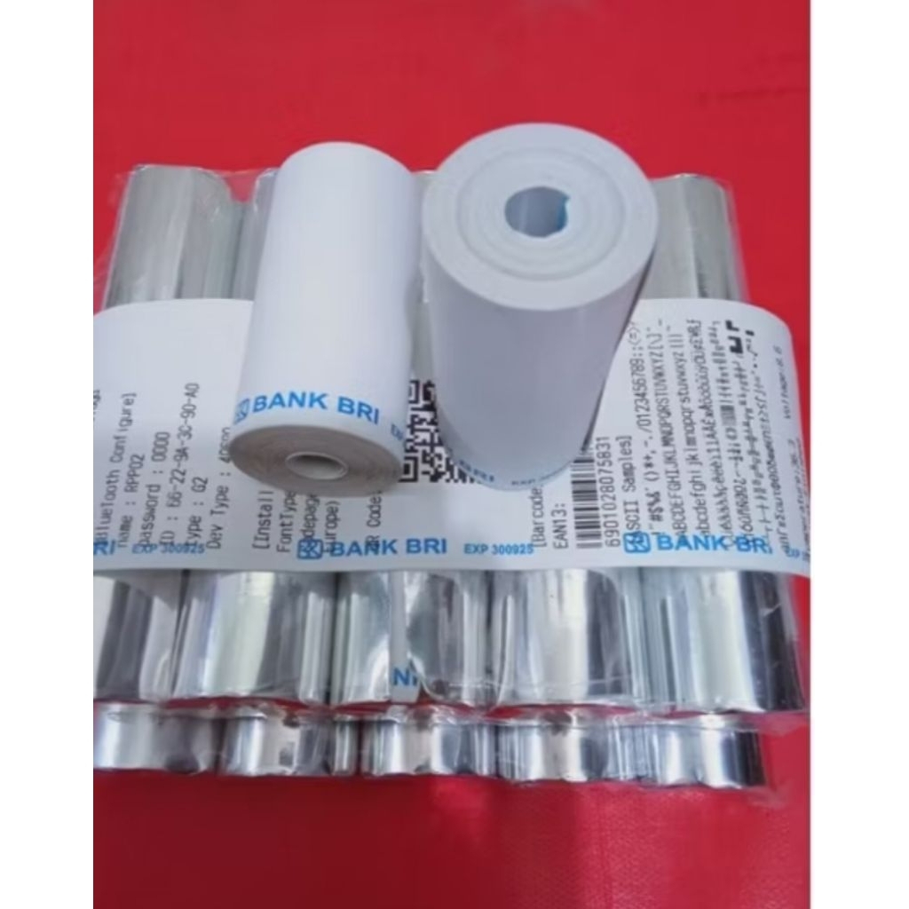 

KERTAS THERMAL EDC LOGO BANK BRI 57/58X30 CORELES