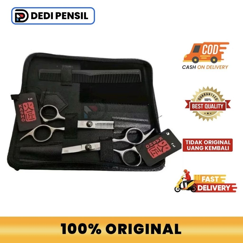 Set Gunting Rambut Kasho Silver 6 Inchi Original Gunting Cukur Rambut