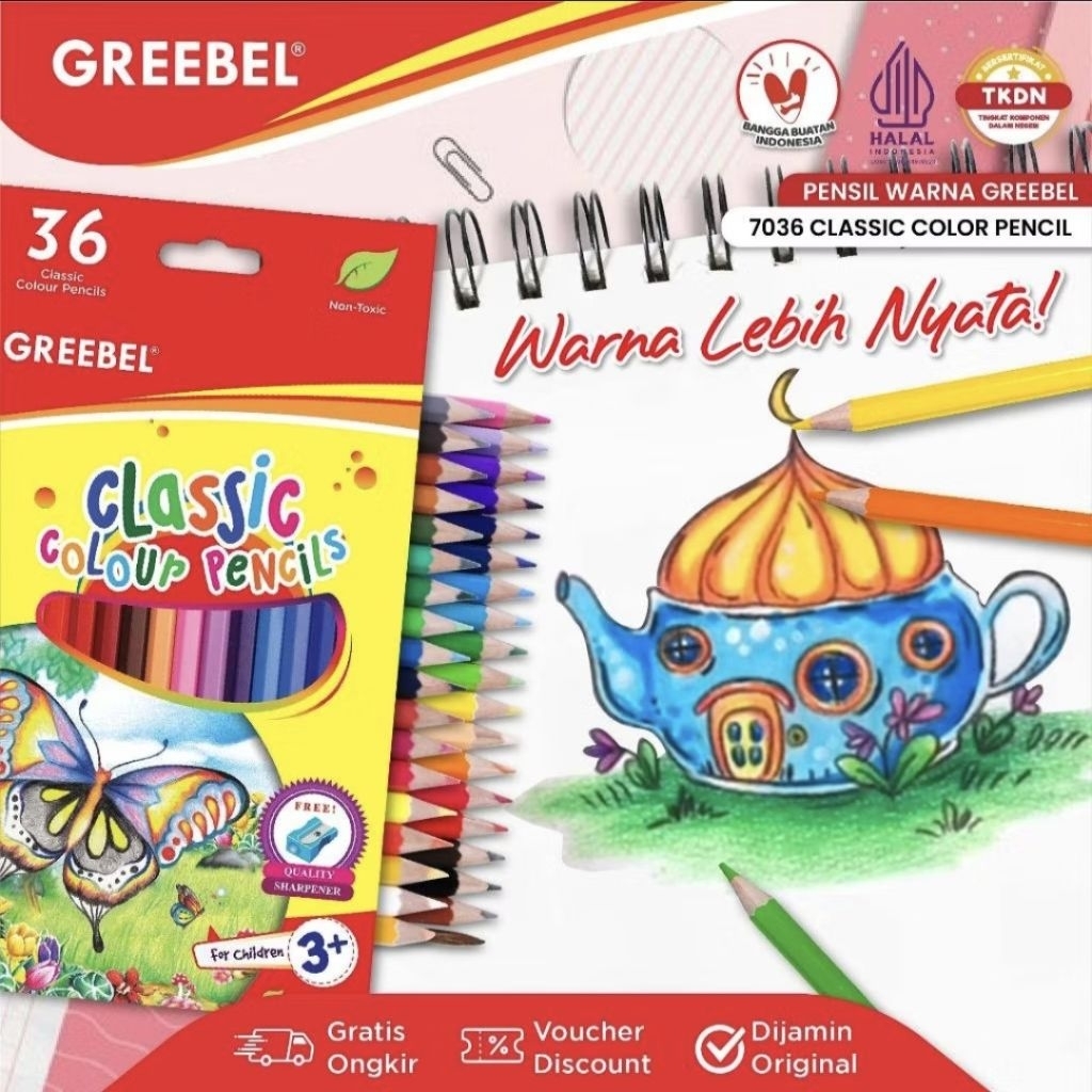 

Greebel pensil warna 36 classic panjang / Classic colour pencils 36 warna (7036)