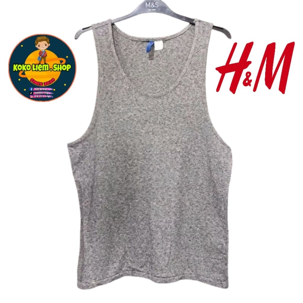 Preloved Pribadi Tanktop Cowok Remaja Abu Abu Hitam ORI