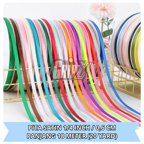 

Pita Satin 1/4 inch x 20 Yard – Warna Menarik – Kado & Craft harga per 1 roll