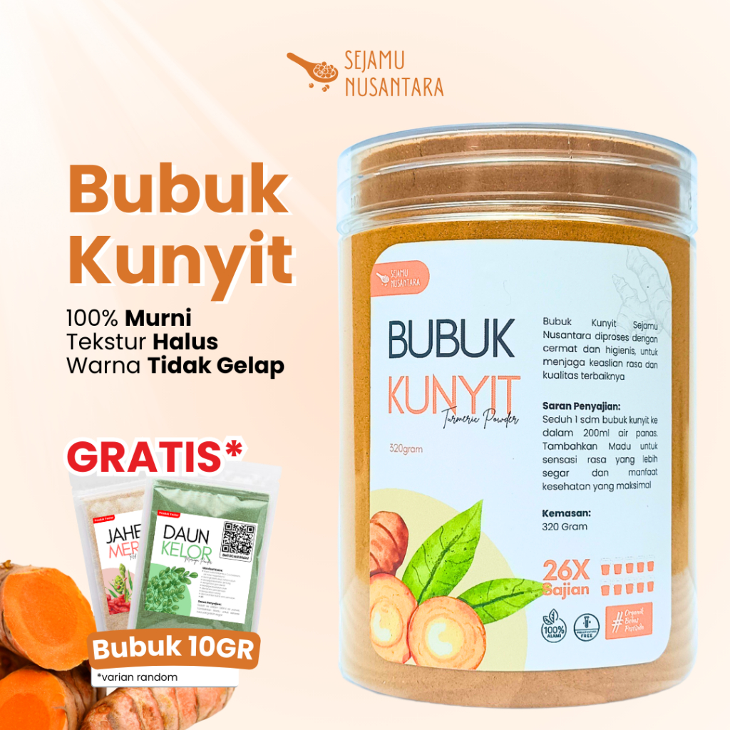 

Kunyit Bubuk GRADE A Kunir Premium Asli 100% Tanpa Campuran JSR Untk Asam Lambung - Sejamu Nusantara