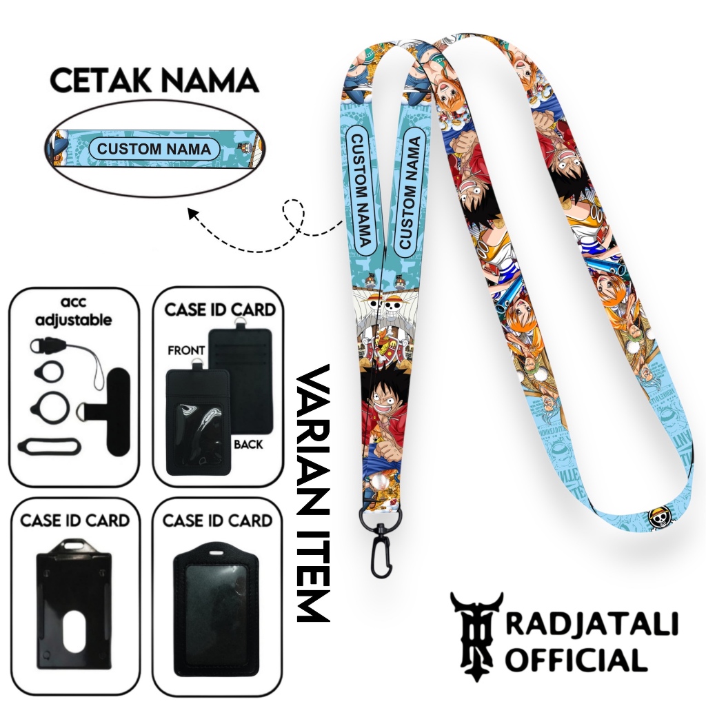 

Lanyard Custom Nama One Piece Series V5 Size 1,5cm Bisa Request Nama Full Printing 2 Sisi Gantungan Card Holder Tali Lanyard Hp Custom