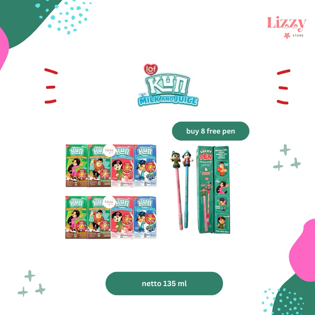 

Lof Kun Milk and Juice Susu UHT 135ml buy 8 get 1 lucky pen