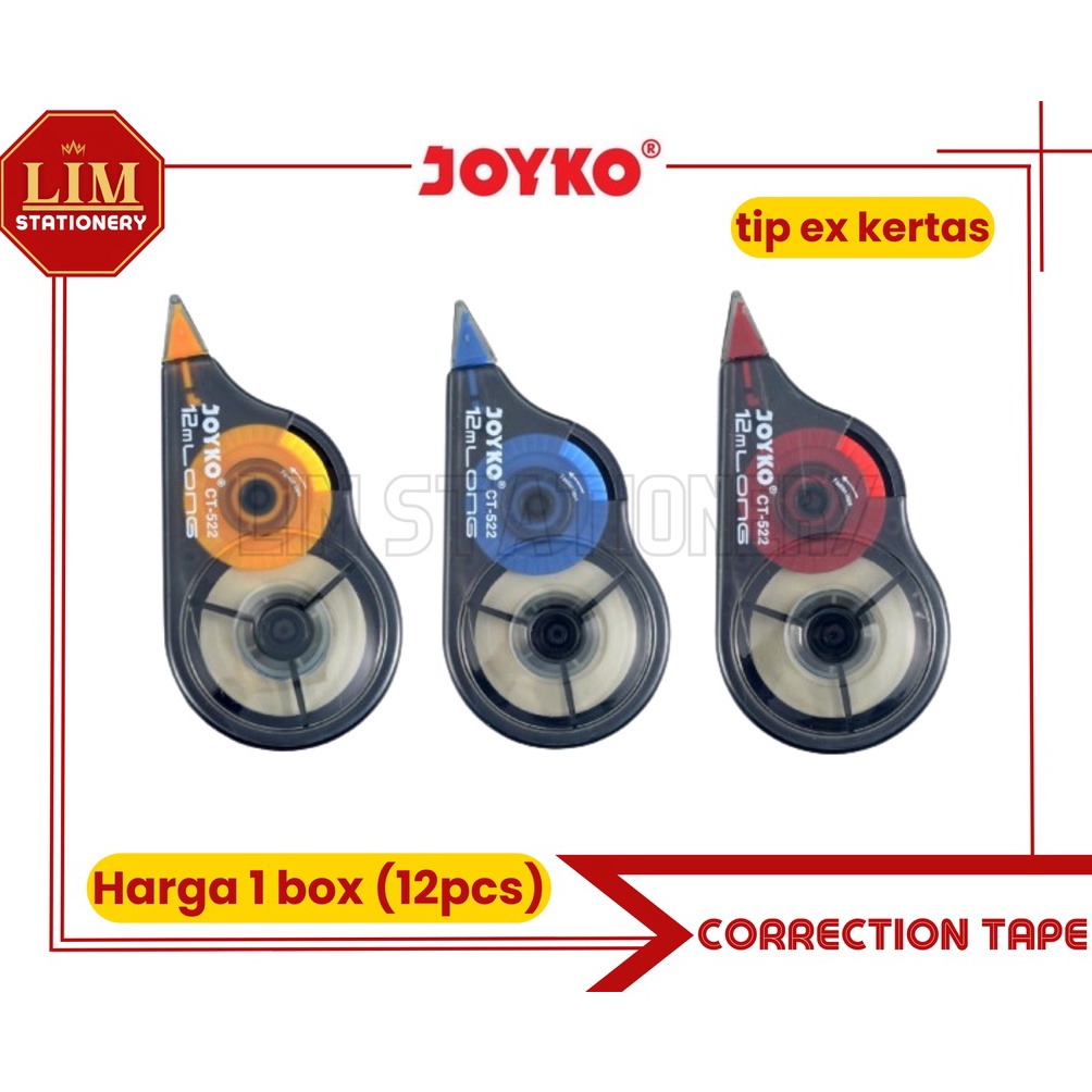 

KODE R89U JOYKO TIPE X KERTAS TIPE X ROLL 12PCS CORRECTION TAPE CT522