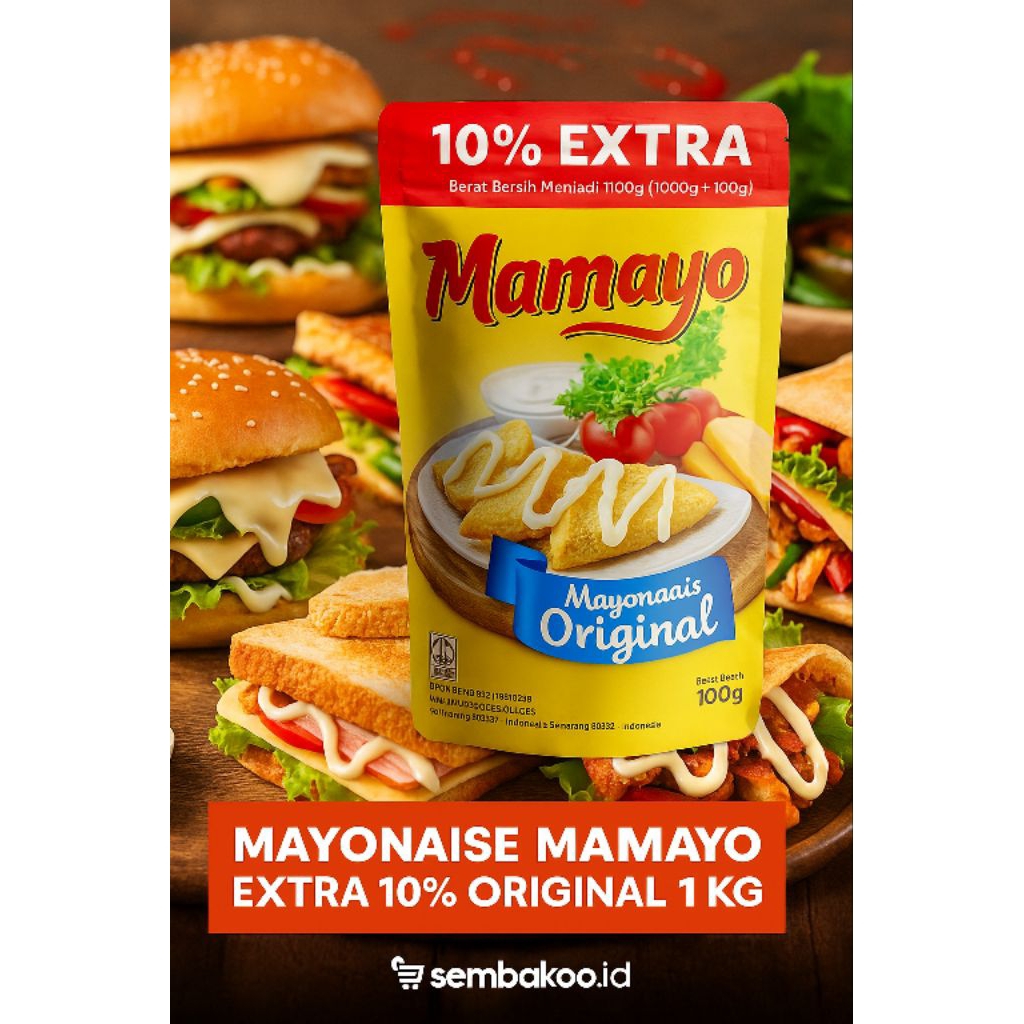 

Mayonaise Mamayo Original 1KG + 10% Extra | Mayo Lezat Untuk Burger, Sandwich & Kebab