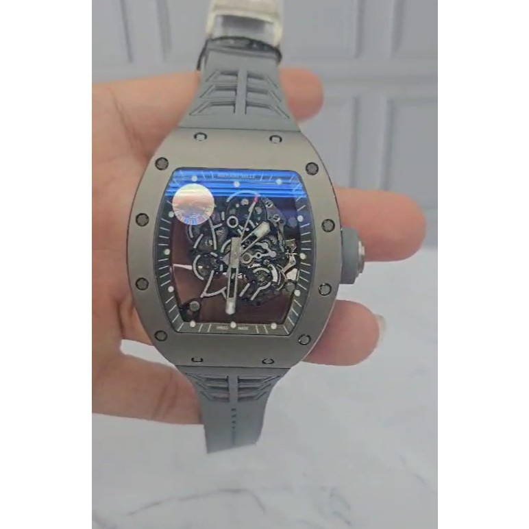 JAM TANGAN RM 55 NEW RELEASE CASE CERAMIC RUBBER STRAP SWISS V3 MANUAL WINDING RM55 SWISS ZF FACTORY