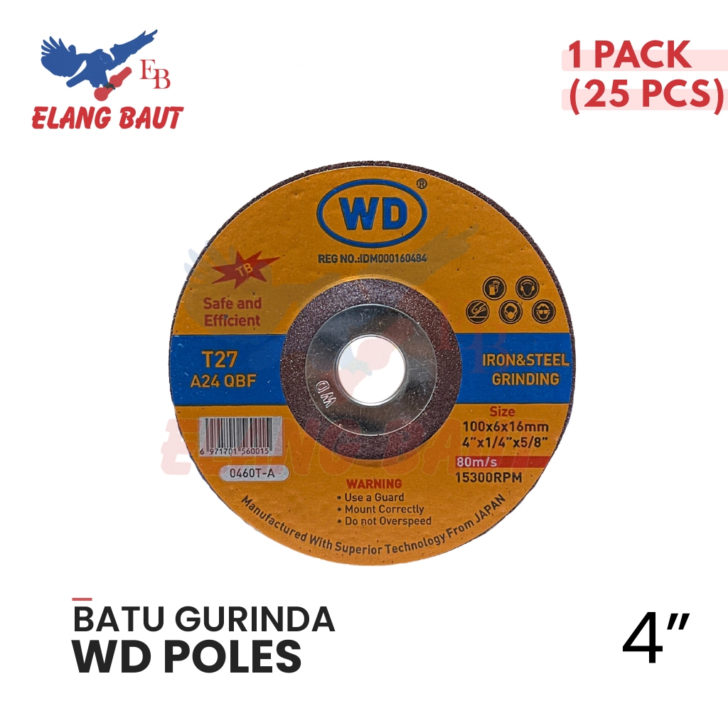 WD Batu Gerinda Poles 4" x 1.2mm DUS (25 PCS) / WD Batu Poles 4 Inch DUS