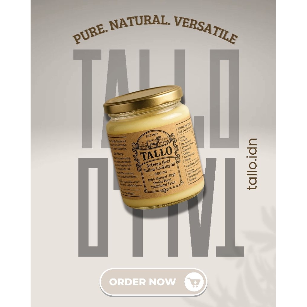 

TALLO Beef Tallow Cooking Oil 200 Gram – Minyak Sapi Murni, Sehat & Alami