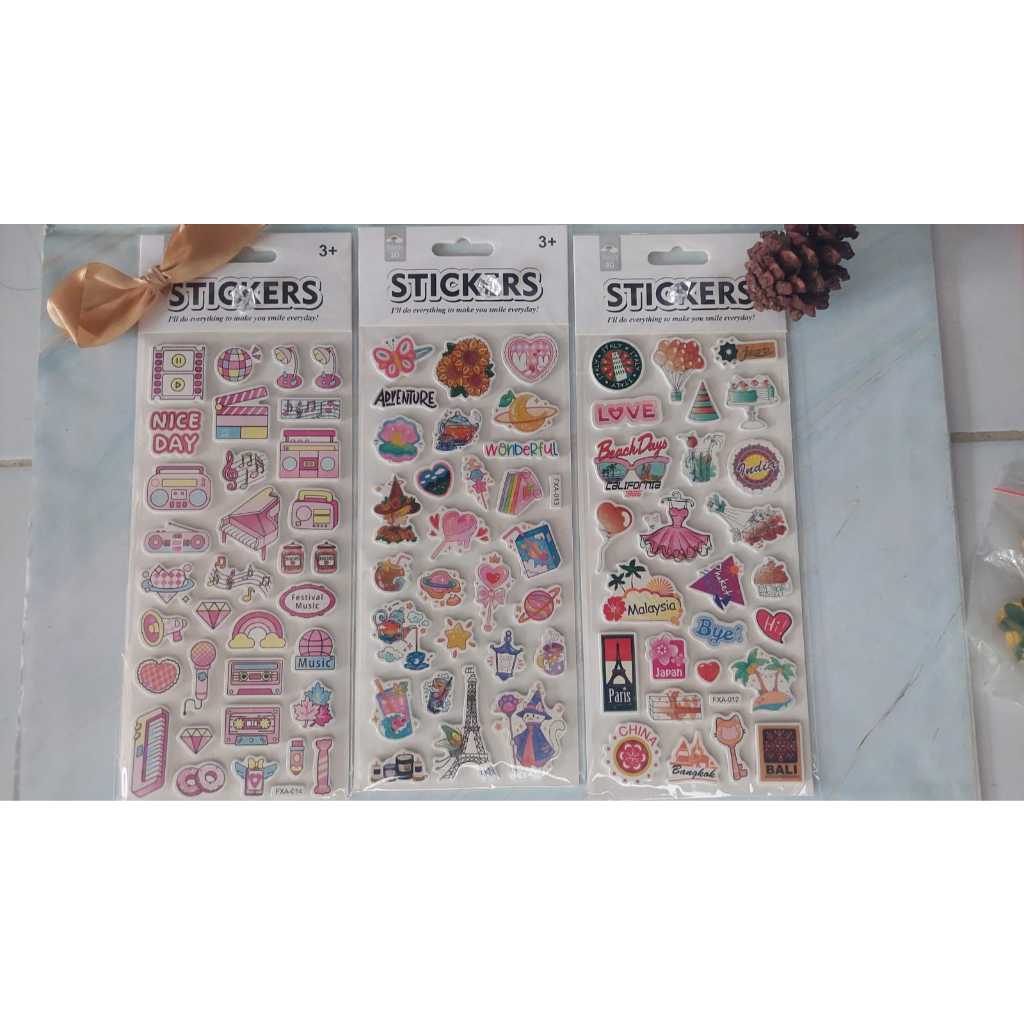 

STICKER / STIKER 3D TIMBUL LEMBARAN AESTETIK UNTUK DEKORASI / HIAS JURNAL / JOURNALLING / SCRAPBOOK / DIARY STIKER TEMPELAN DIY CUTE LUCU BAGUS MURAH