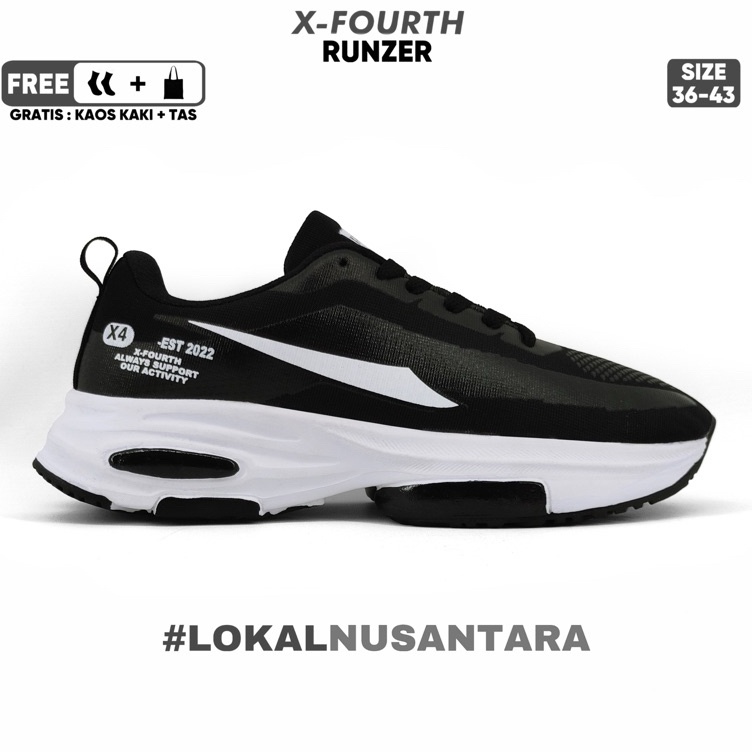 KODE J3A Sepatu Olahraga Pria dan Wanita XFOURTH RUNZER Sepatu Lari Senam dan Gym 224 Terbaru Warna 