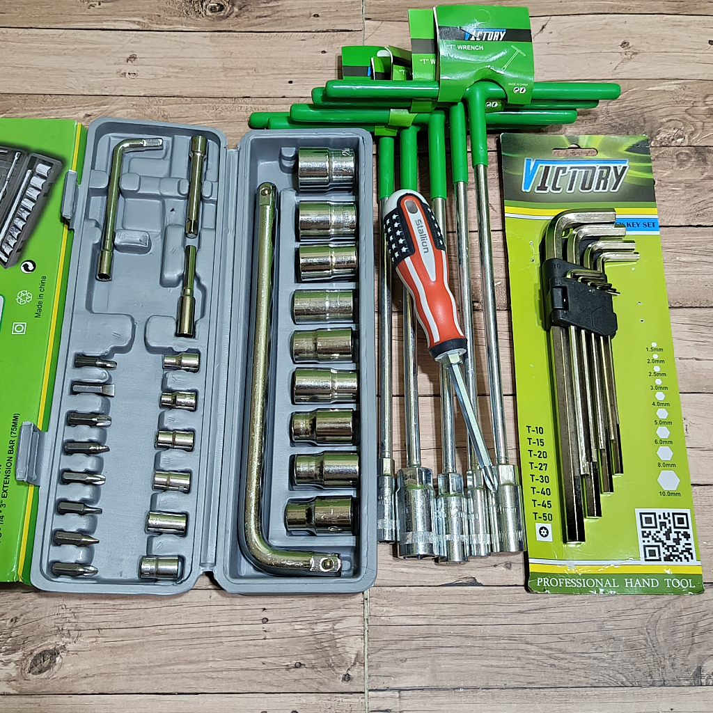 PROMO PAKET KUNCI 1 SET LENGKAP KENMASTER / Kunci Shock Seck Set 27 Pcs + Kunci T Set 5 Pcs 8-10-12-
