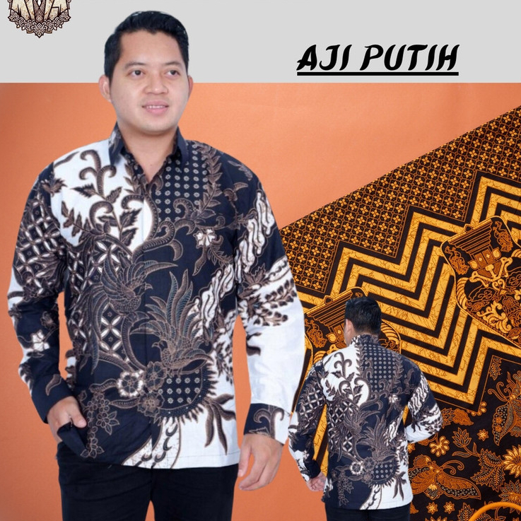 ⸨BATIK.UE⸩ BAJU BATIK AJI PUTIH PRIA LENGAN PANJANG