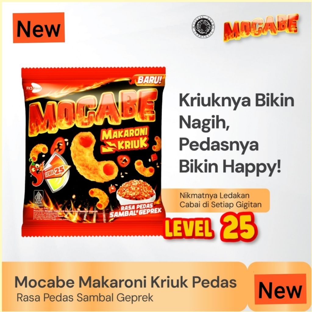

4 Pcs - Mocabe Makaroni Kriuk Pedas Sambal Geprek - Cemilan - Snacks