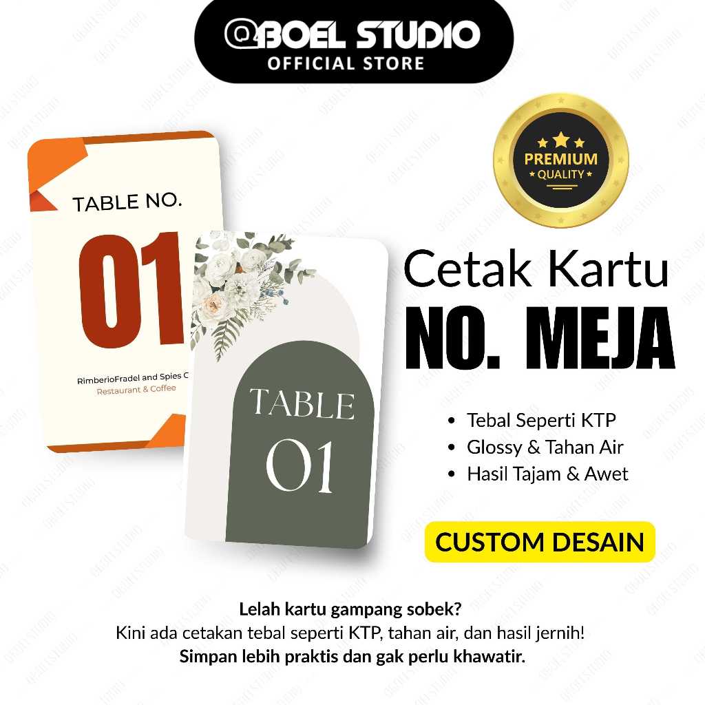 

Cetak Kartu Nomor Meja Makan Cafe / Nomor Hotel / Nomor Antrian | Custom 2 sisi