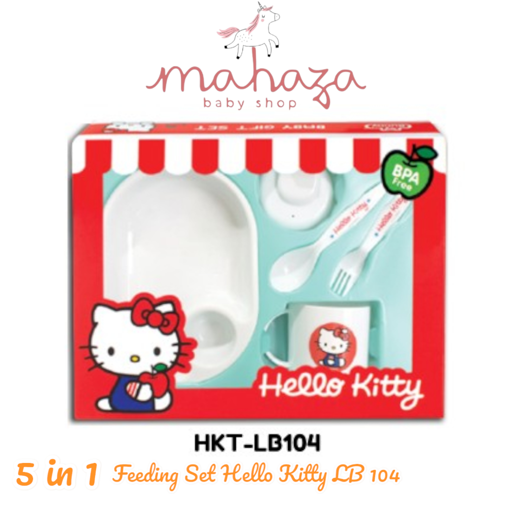 HKT LB 104 Hello Kitty Feeding Set Small  Perlengkapan Makan Bayi Bunny Feeding Set 5in1 | Alat Maka